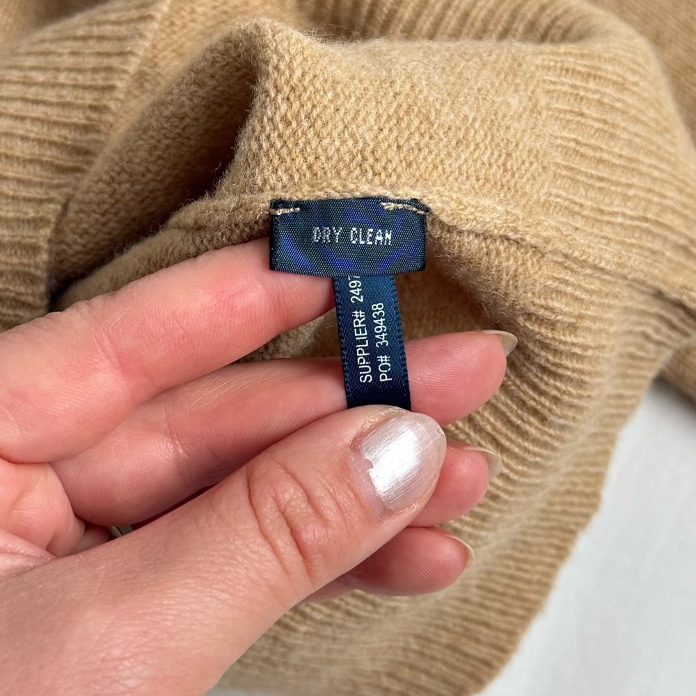 Polo Ralph Lauren 100% Lambswool V-Neck Sweater – Tan/Camel – Size L - Picture 8 of 9